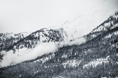 灰度摄影的雪山
